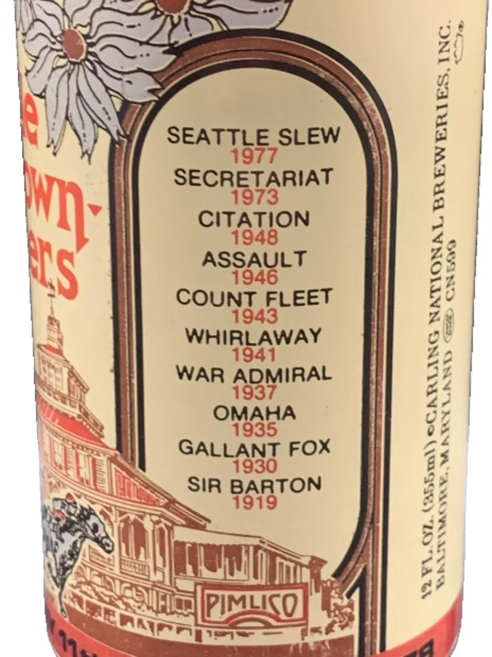 Vintage Beer Can National Bohemian Triple Crown Winners Empty Preakness 1978